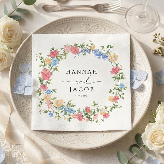 Elegant Wildflower Personalized Wedding  Napkins (Creator Uploaded)