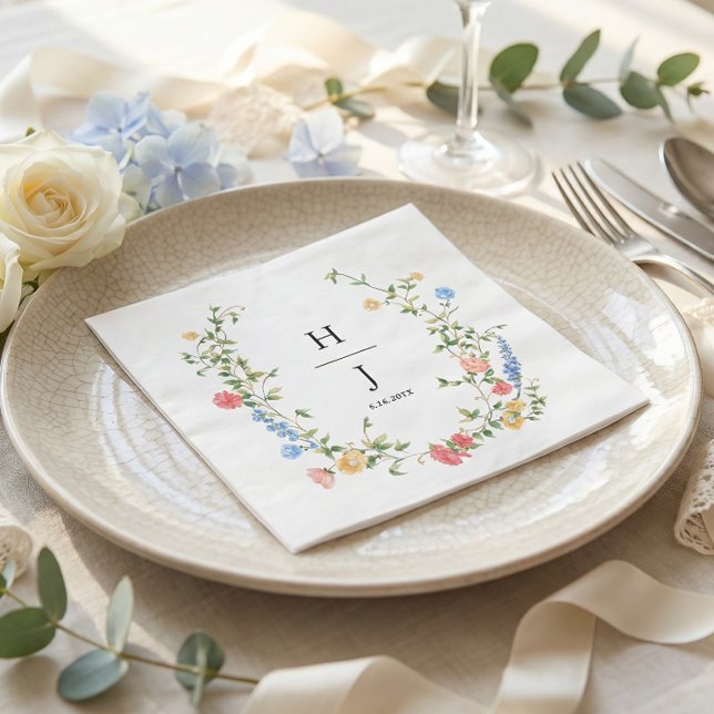 Elegant Wildflower Personalized Wedding  Napkins (Creator Uploaded)