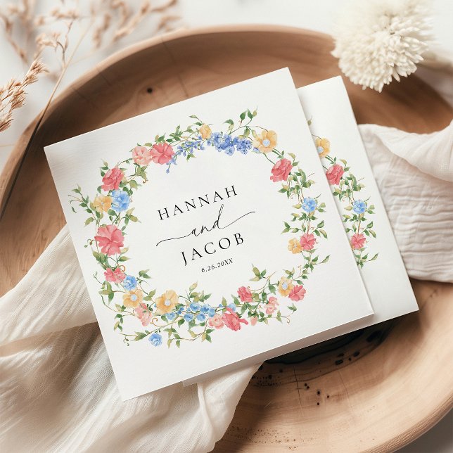 Elegant Wildflower Personalized Wedding  Napkins (Creator Uploaded)