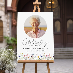 Elegant Wildflower Photo Celebration of Life Foam Board