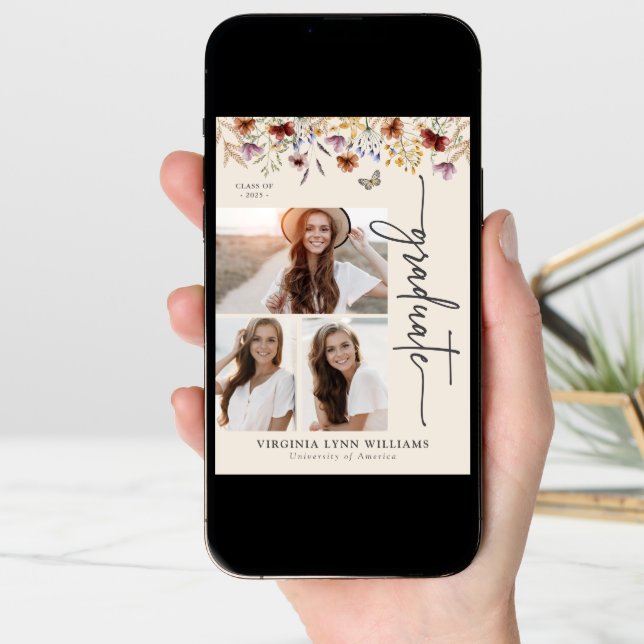 Elegant Wildflower Photo Graduate Announcement (Front Digital)