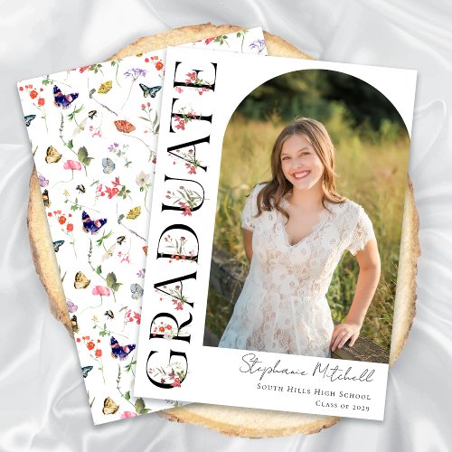 Elegant Wildflower Photo Graduation Announcement