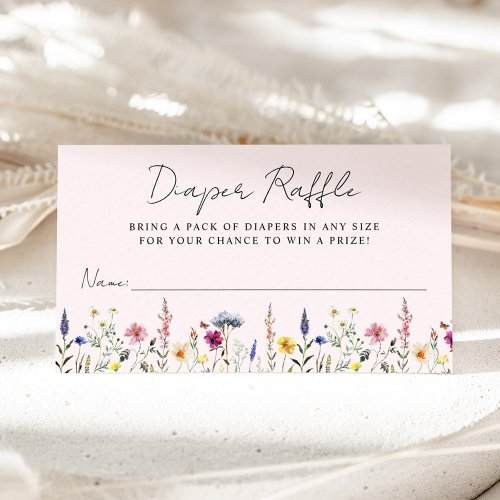 Elegant Wildflower Pink Baby Shower Diaper Raffle Enclosure Card