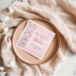 Elegant Wildflower Pink Baby Shower Napkins