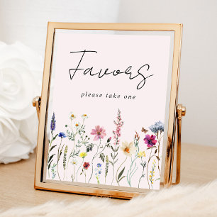 Elegant Wildflower Pink Favors Sign