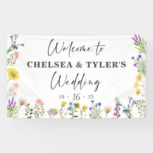 Elegant Wildflower Pretty Wild Floral Wedding  Banner