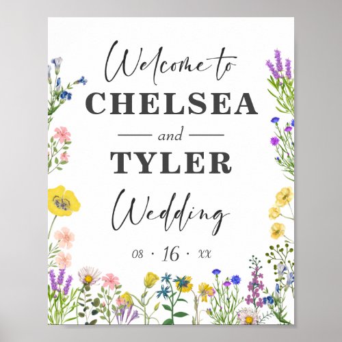 Elegant Wildflower Pretty Wild Floral Wedding Poster