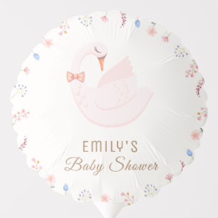 Elegant Wildflower Princess Swan Girl Baby Shower  Balloon