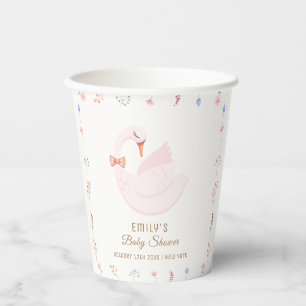 Elegant Wildflower Princess Swan Girl Baby Shower Paper Cups