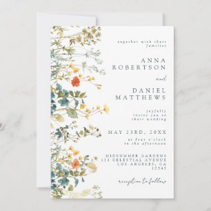 Elegant Wildflower QR Code Wedding Invitation