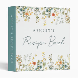 Elegant Wildflower Recipe 3 Ring Binder
