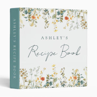 Elegant Wildflower Recipe 3 Ring Binder