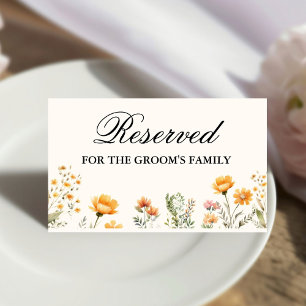Elegant Wildflower reserve for the groom's family  Place Card
