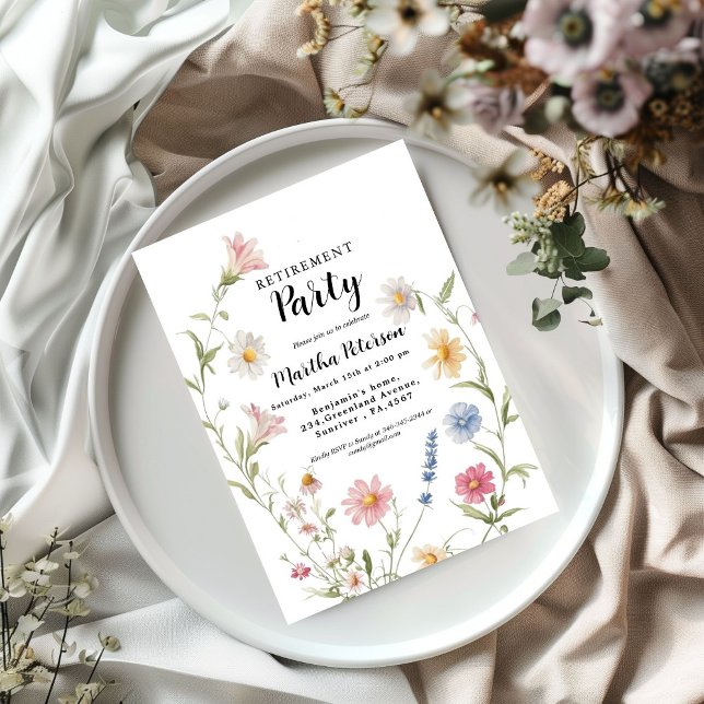 Elegant Wildflower Retirement party  Invitation (Creator Uploaded)