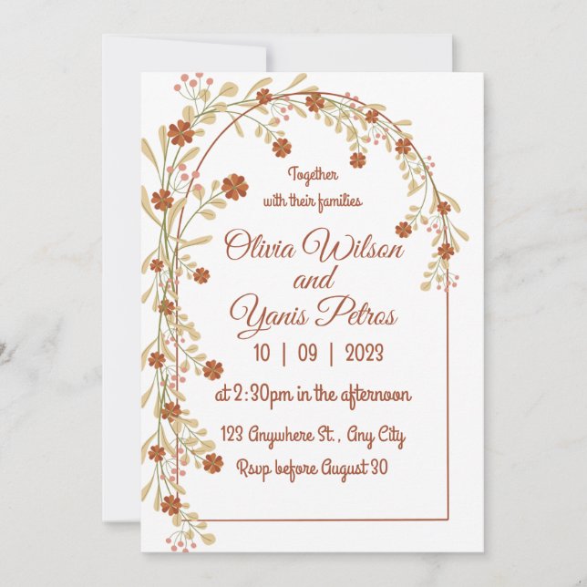 Elegant Wildflower Rustic Boho Bridal Shower  Invitation (Front)