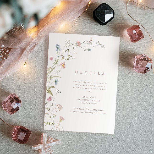 Elegant Wildflower Rustic Boho Wedding Details Enclosure Card (Elegant Wildflower Rustic Boho Wedding Details Enclosure Card)