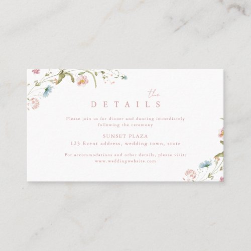 Elegant Wildflower Rustic Boho Wedding Details Place Card