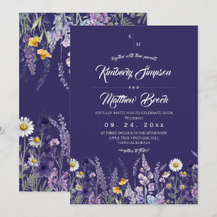 Elegant Wildflower Rustic Boho Wedding Invitation