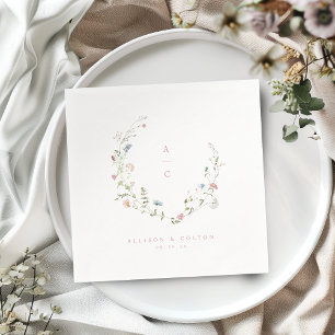 Elegant Wildflower Rustic Boho Wedding Monogram Napkins