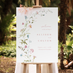 Elegant Wildflower Rustic Boho Wedding Welcome Foam Board