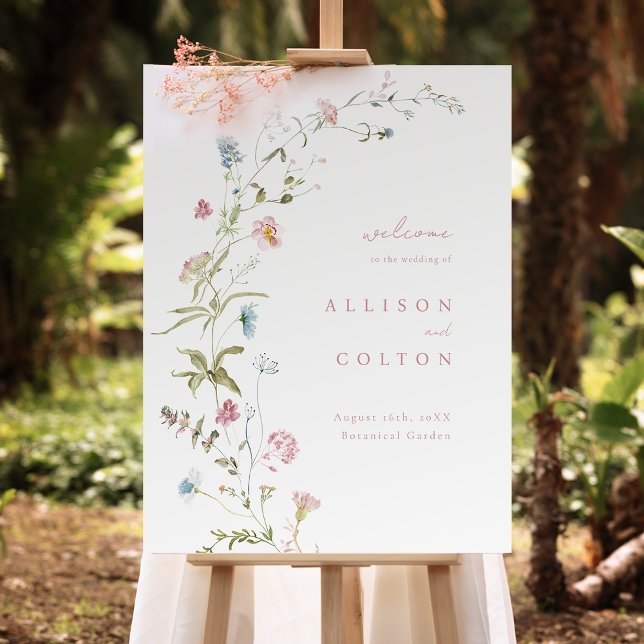 Elegant Wildflower Rustic Boho Wedding Welcome Foam Board (Elegant Wildflower Rustic Boho Wedding Welcome Foam Board)