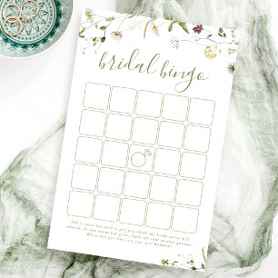Elegant Wildflower Rustic bridal shower bingo game