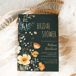 Elegant Wildflower Rustic Moody Bridal Shower Invitation