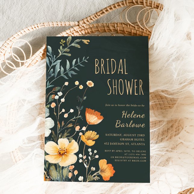 Elegant Wildflower Rustic Moody Bridal Shower Invitation (Elegant Wildflower Rustic Moody Bridal Shower Invitation)