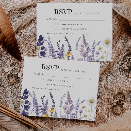 Elegant Wildflower Rustic Wedding RSVP Card