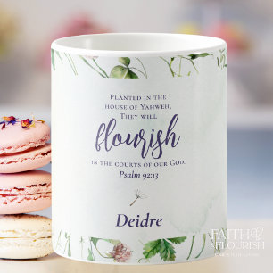 Elegant Wildflower Scripture Personalized Coffee Mug