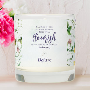 Elegant Wildflower Scripture Personalized Scented Candle
