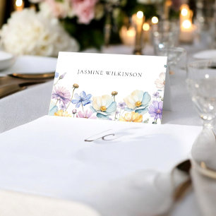 Elegant  Wildflower simple wedding Place Card