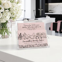 Elegant Wildflower Sketch Blush Pink Blac QR Code