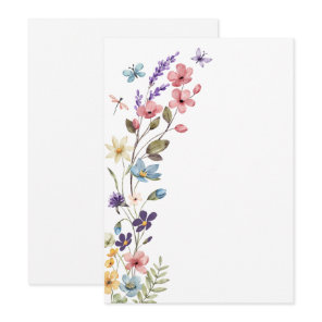 Elegant Wildflower Spring Summer Blank Wedding Invitation