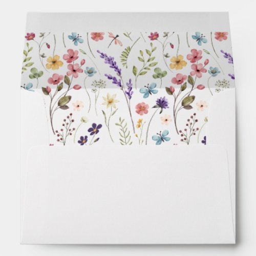 Elegant Wildflower Spring Summer Floral Wedding Envelope