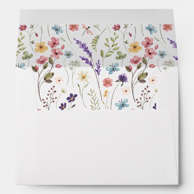 Elegant Wildflower Spring Summer Floral Wedding Envelope (Back (Bottom))