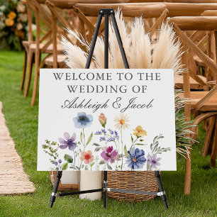 Elegant Wildflower Spring Wedding Custom Welcome Foam Board