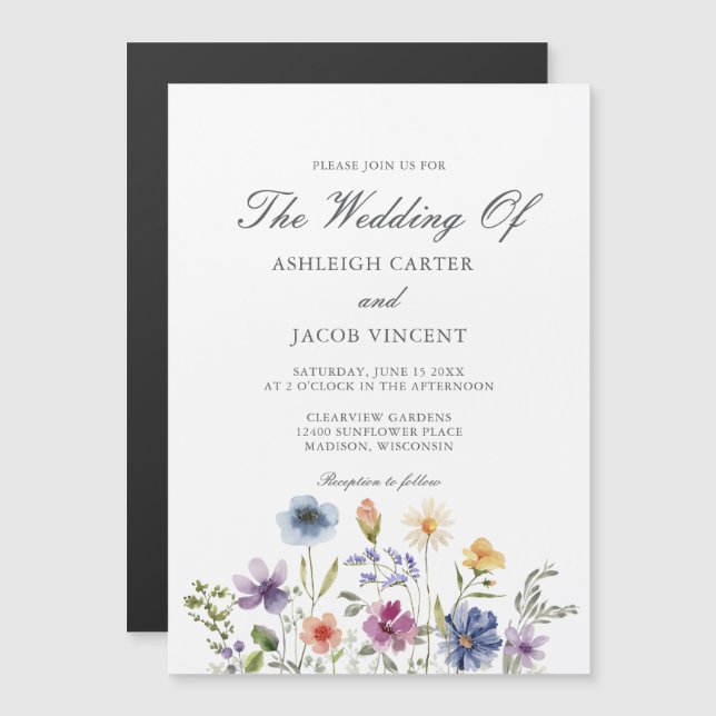 Elegant Wildflower Spring Wedding Magnetic Invitation (Front/Back)
