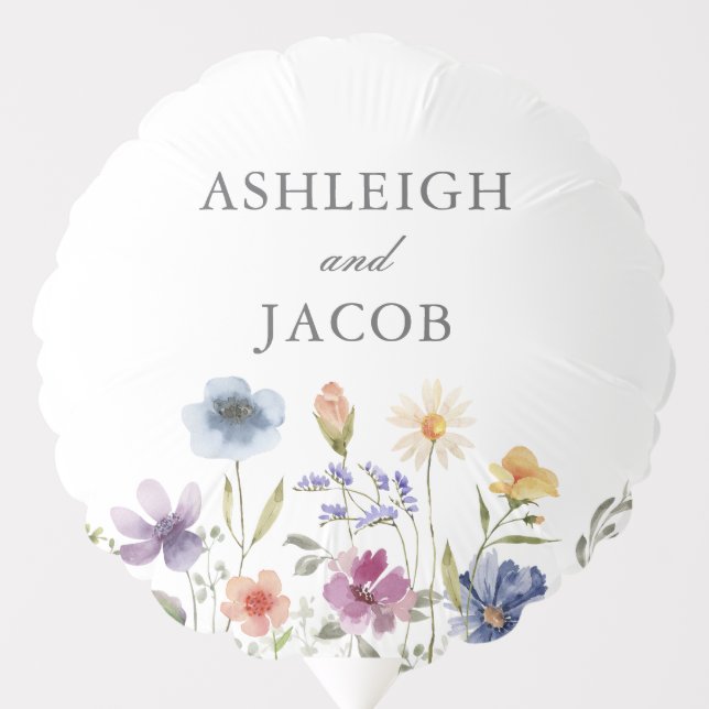 Elegant Wildflower Spring Wedding Personalized Balloon (Front)