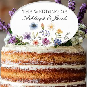 Elegant Wildflower Spring Wedding Personalized Cake Topper