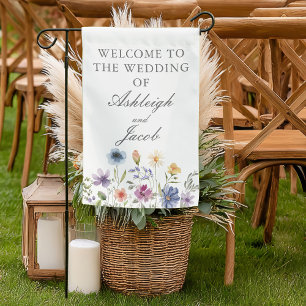Elegant Wildflower Spring Wedding Personalized Garden Flag