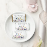 Elegant Wildflower Spring Wedding Personalized Hershey's Miniatures<br><div class="desc">Pretty wildflowers decorate the bottom of this colorful spring wedding candy favor. Watercolor floral borders are perfect for a garden ceremony outdoors while flowers are in bloom. Elegant script dances above a beautiful orange,  purple,  yellow,  and blue botanical meadow on this custom candy wrapper.</div>