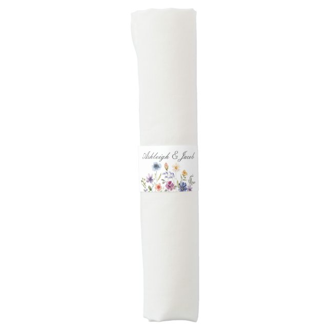 Elegant Wildflower Spring Wedding Personalized Napkin Bands (Front)