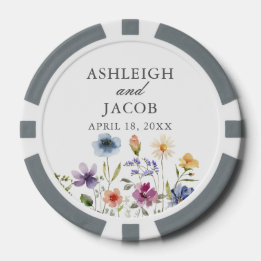 Elegant Wildflower Spring Wedding Personalized Poker Chips