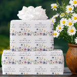Elegant Wildflower Spring Wedding Personalized Wrapping Paper<br><div class="desc">Pretty wildflowers decorate the bottom of this colorful spring wedding wrapping paper. Watercolor floral borders are perfect for a garden ceremony outdoors while flowers are in bloom. Elegant script dances above a beautiful orange,  purple,  yellow,  and blue botanical meadow on this custom gift wrap.</div>