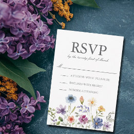 Elegant Wildflower Spring Wedding RSVP Card