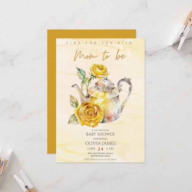 Elegant Wildflower tea party baby shower  Invitation (Front/Back In Situ)