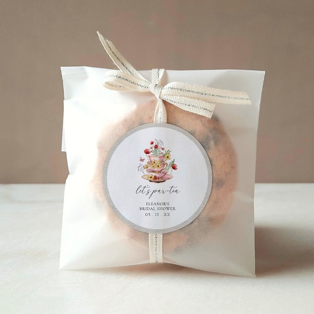 Elegant Wildflower Tea Party Bridal Shower Classic Round Sticker (Creator Uploaded)