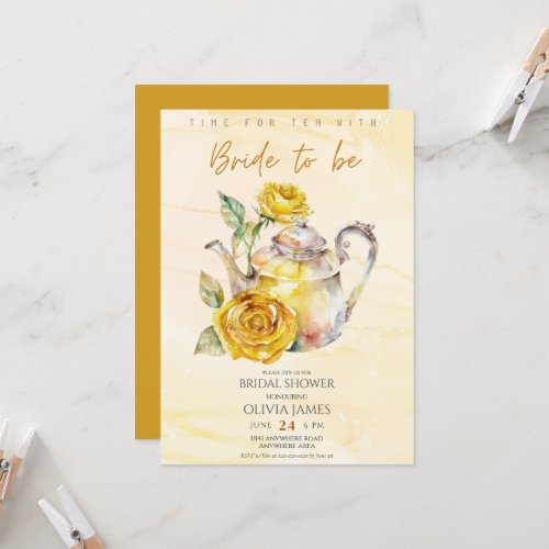 Elegant Wildflower tea party bridal shower  Invitation