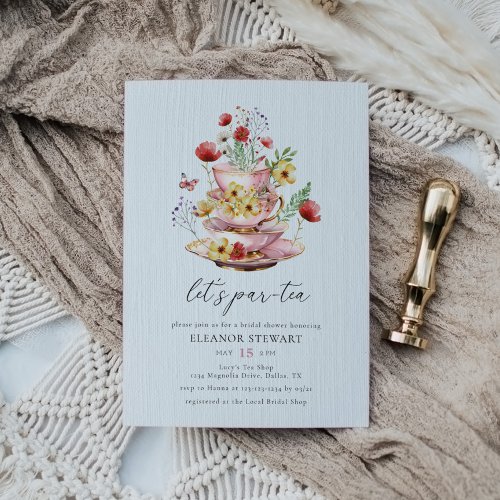 Elegant Wildflower Tea Party Bridal Shower Invitation